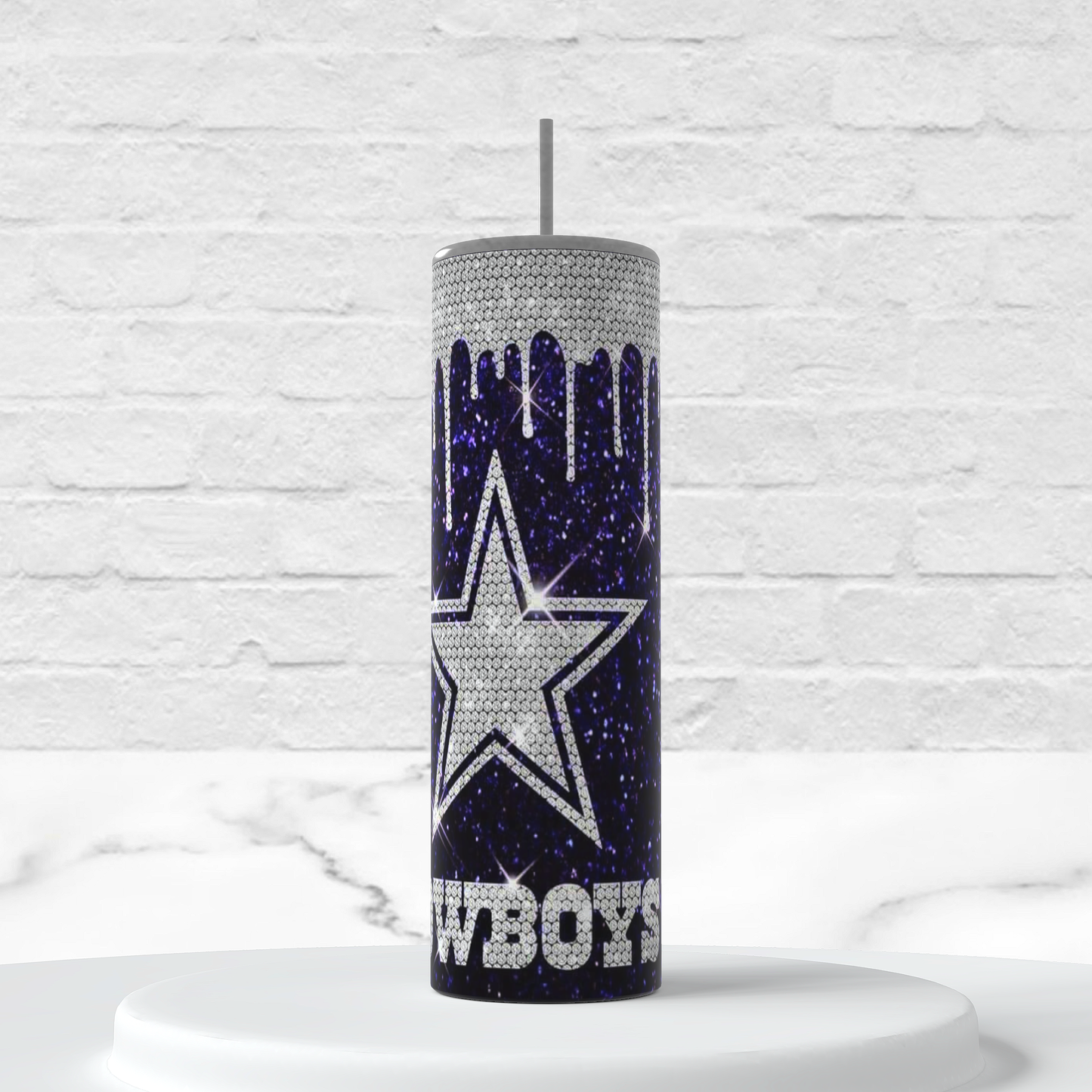 Blue Silver Drip Cowboys 20oz Insulated Tumbler