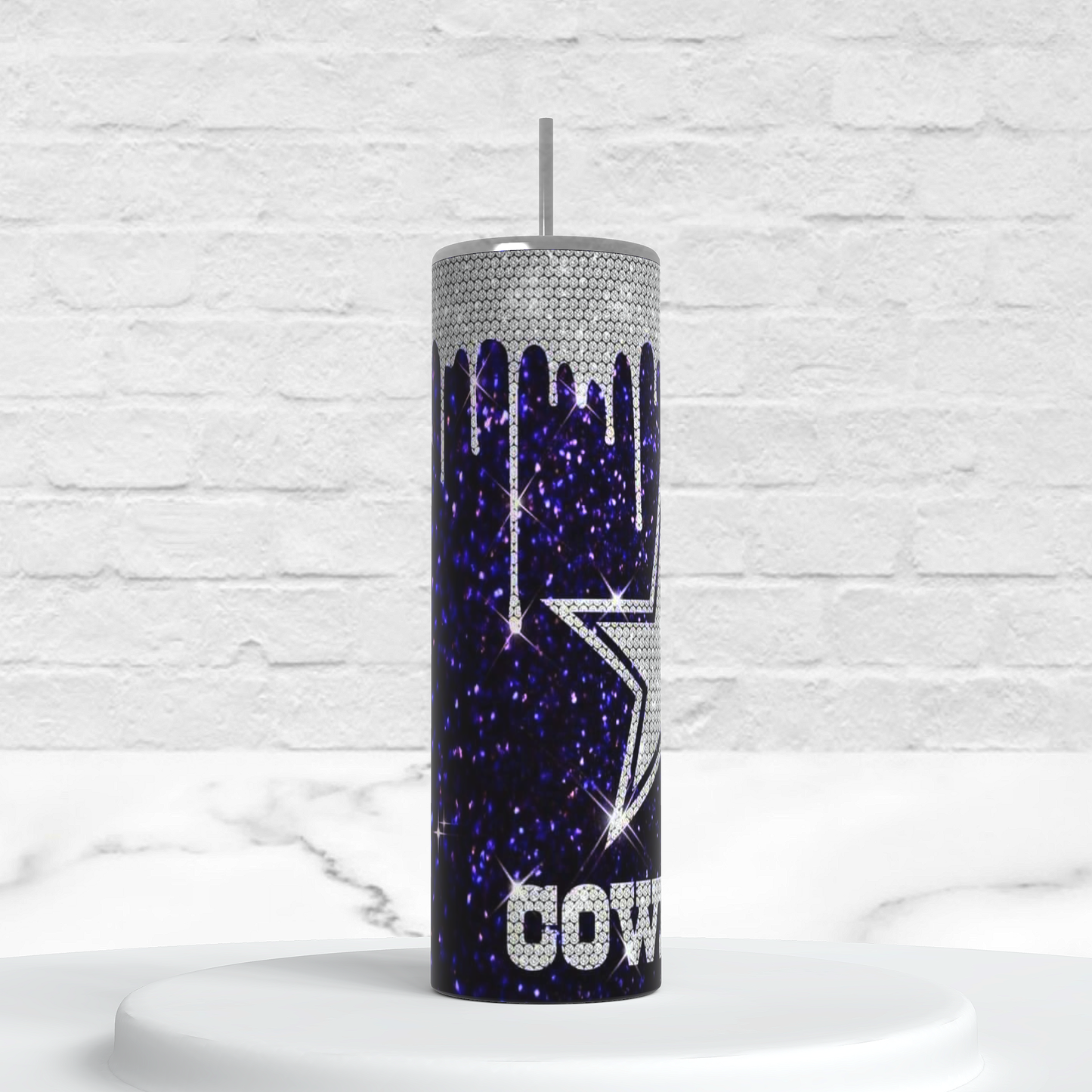 Blue Silver Drip Cowboys 20oz Insulated Tumbler