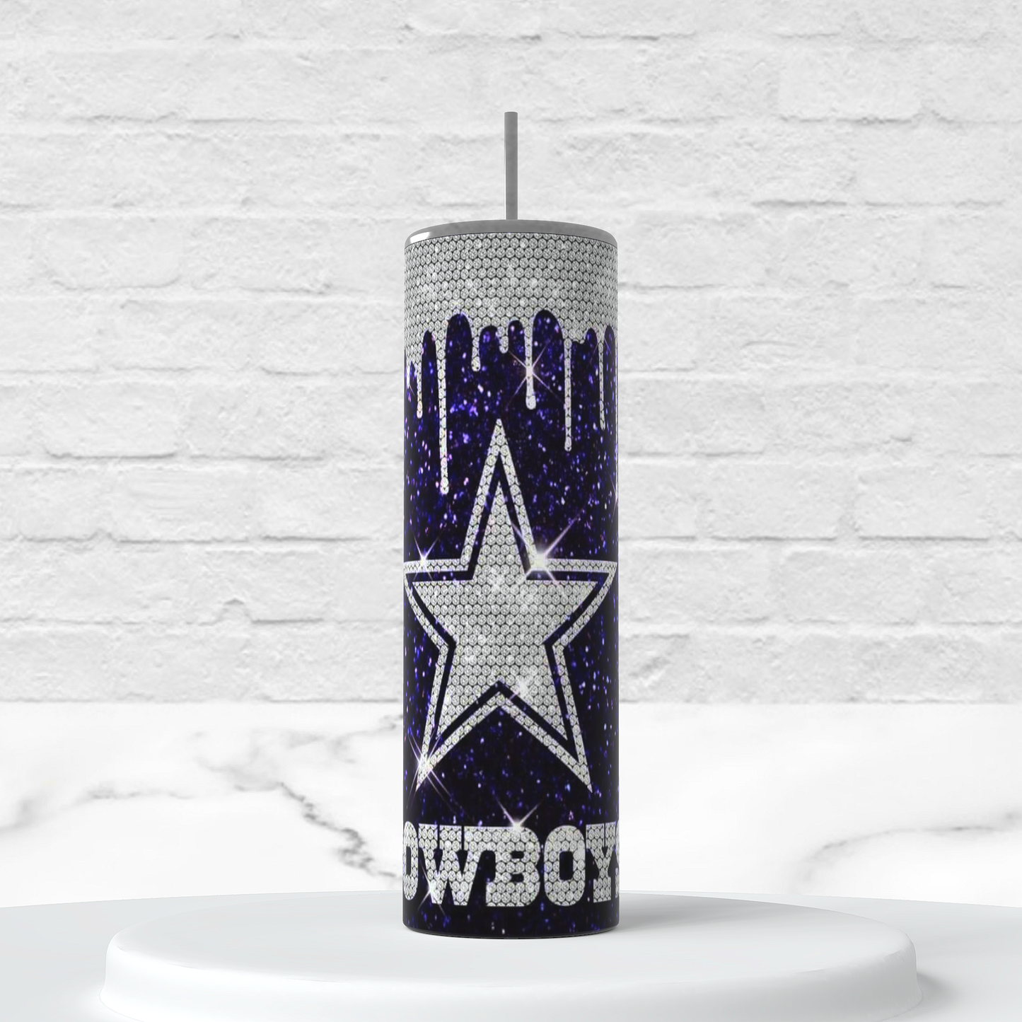 Blue Silver Drip Cowboys 20oz Insulated Tumbler