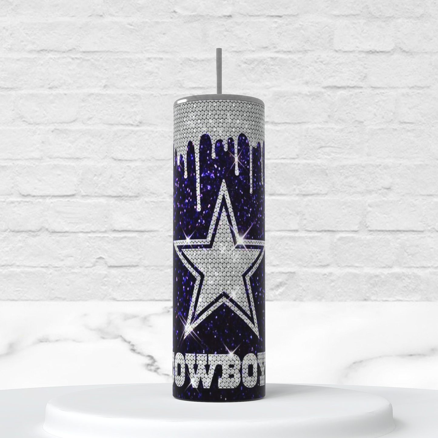 Blue Silver Drip Cowboys 20oz Insulated Tumbler