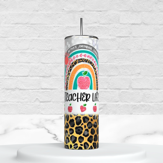 Teacher Life Rainbow Tumbler