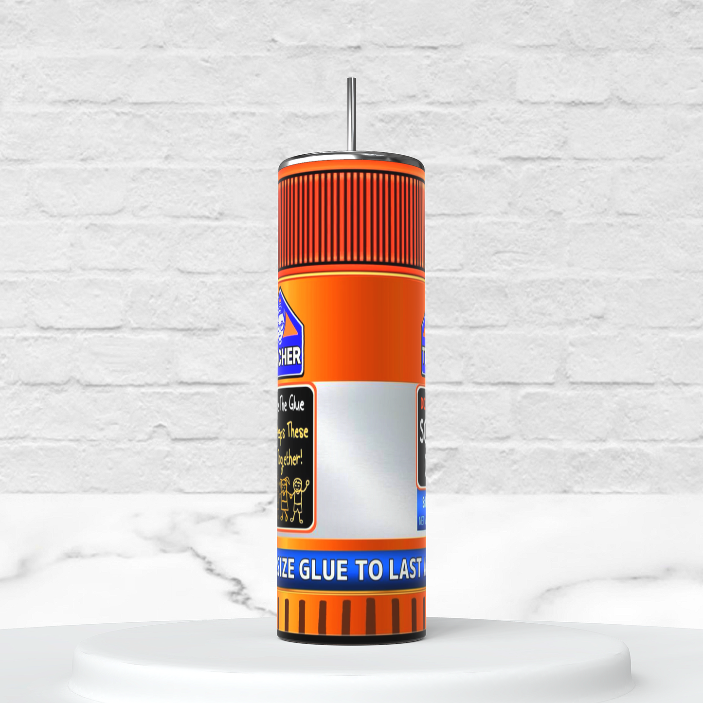 Orange Glue Stick Teacher Tumbler