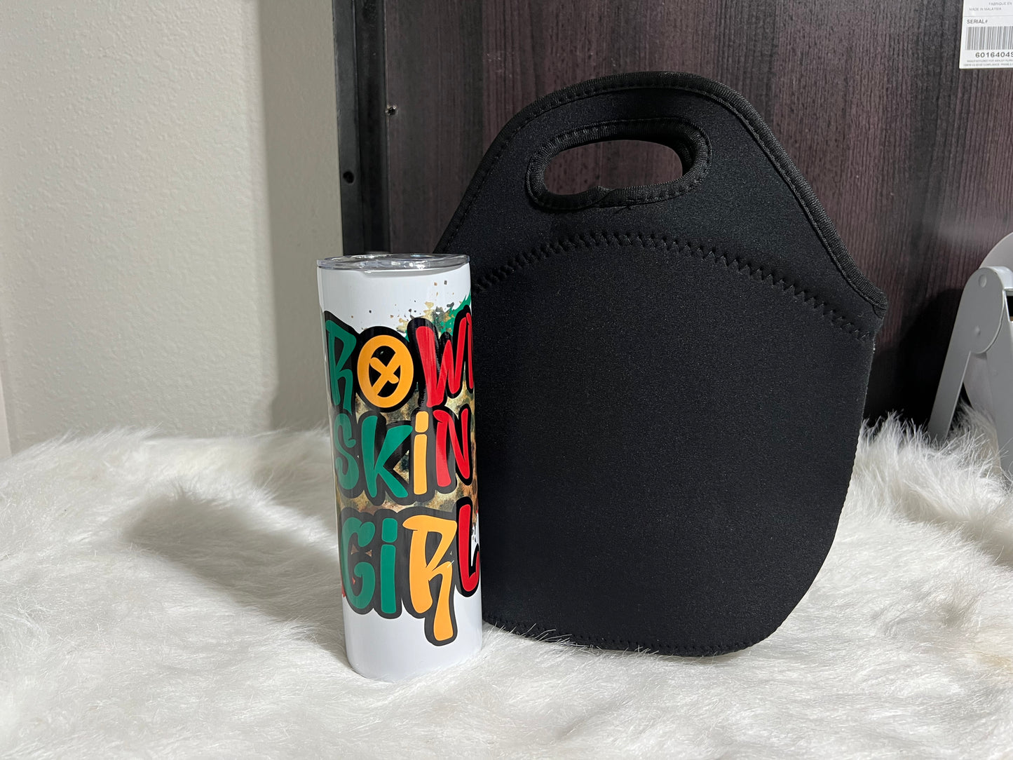 Brown Skin Girl Tumbler and Lunch bag Set