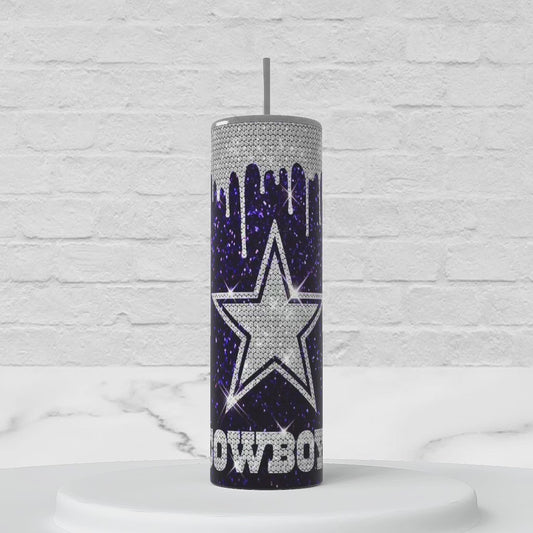 Blue Silver Drip Cowboys 20oz Insulated Tumbler