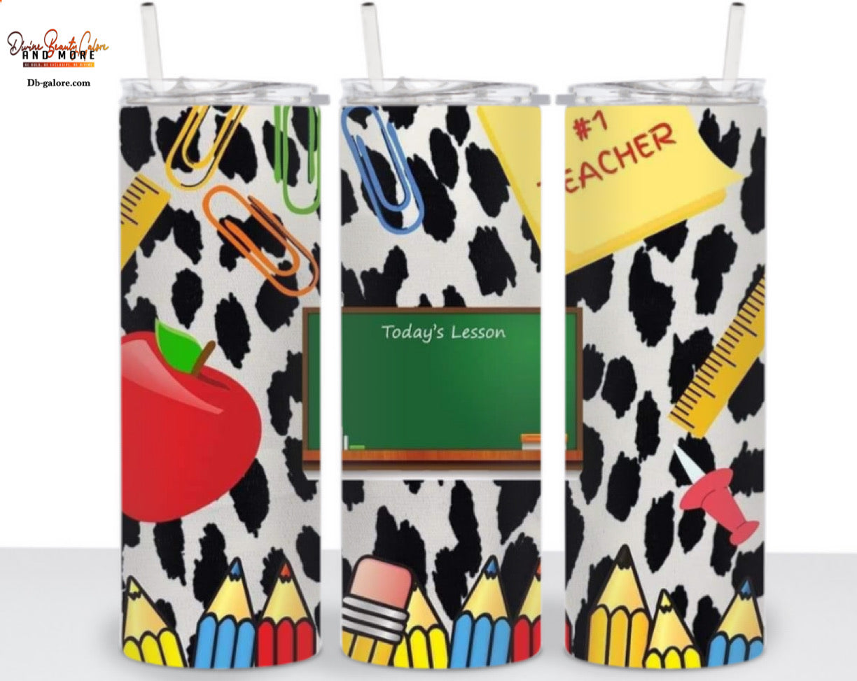 Animal Print Chalkboard Teacher Tumbler